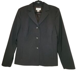 Pendleton Black Wool Blazer Size 12 Classic Tailored 3 Button Career Jacket